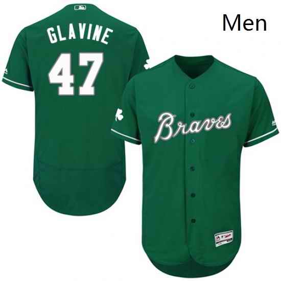 Mens Majestic Atlanta Braves 47 Tom Glavine Green Celtic Flexbase Authentic Collection MLB Jersey